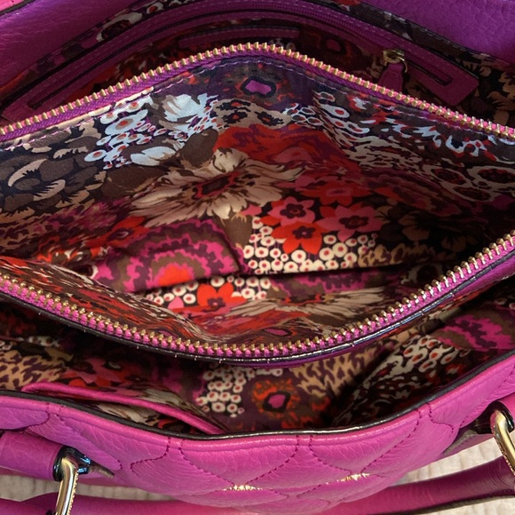 Vera Bradley Quilted Leather Emma Satchel- Fuschia - Picture 4 of 7